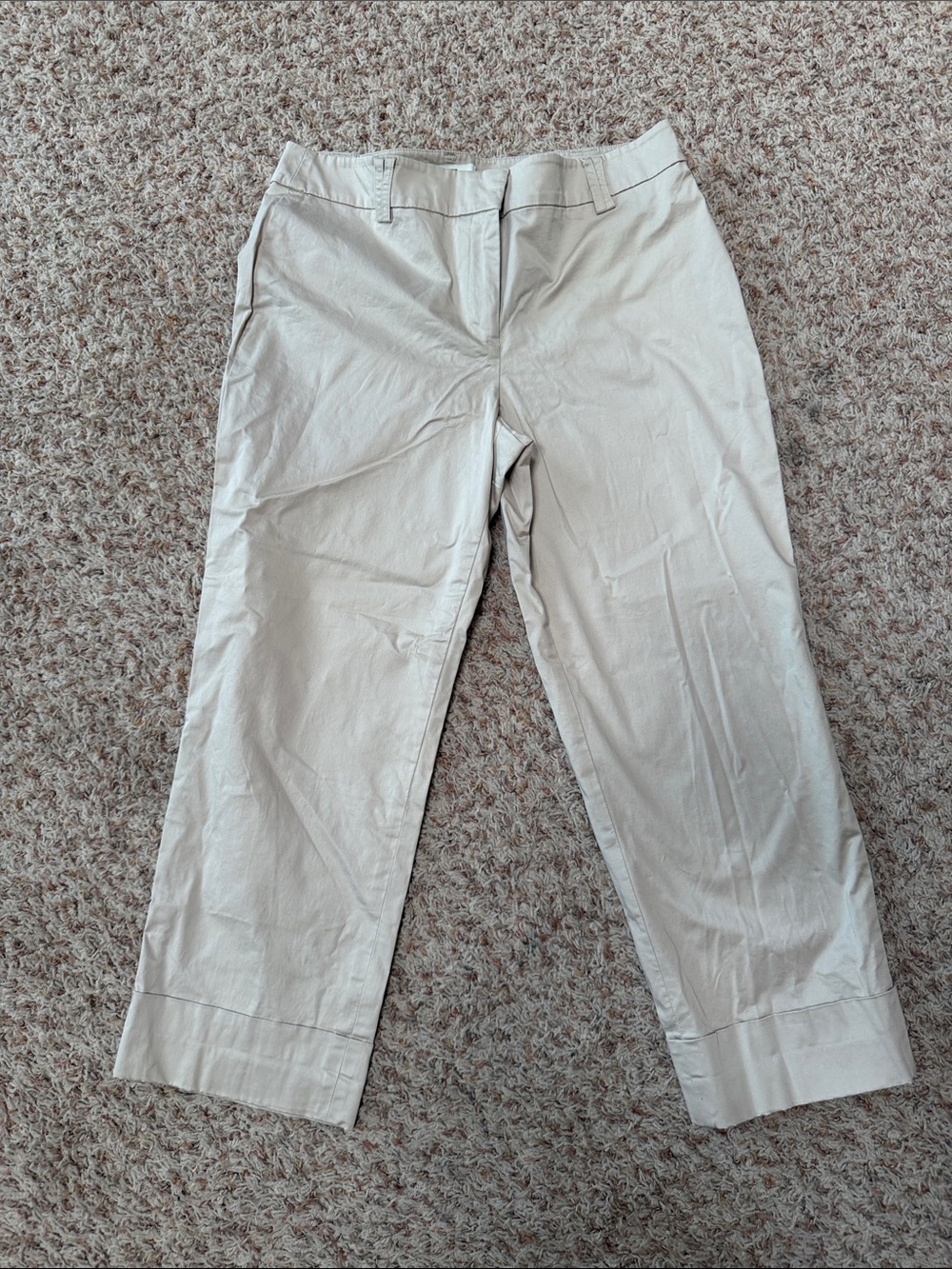 Ann Taylor Loft Classic Straight-Leg Pants in Light Beige